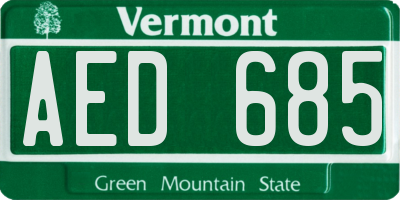 VT license plate AED685