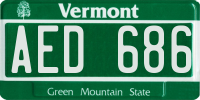 VT license plate AED686