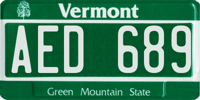 VT license plate AED689