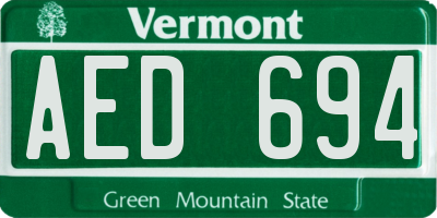 VT license plate AED694