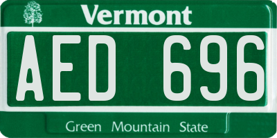 VT license plate AED696