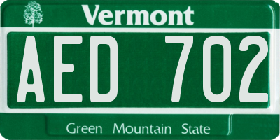 VT license plate AED702