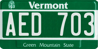 VT license plate AED703
