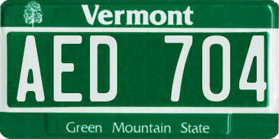 VT license plate AED704