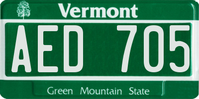 VT license plate AED705
