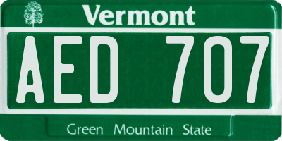 VT license plate AED707