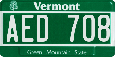 VT license plate AED708