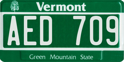VT license plate AED709