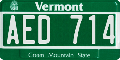 VT license plate AED714