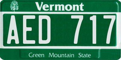 VT license plate AED717