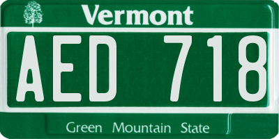 VT license plate AED718
