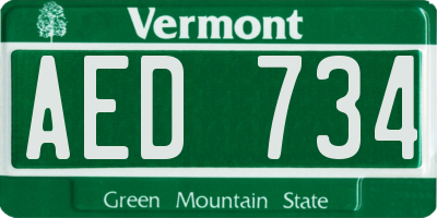 VT license plate AED734