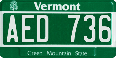 VT license plate AED736