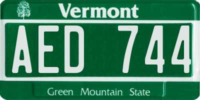 VT license plate AED744