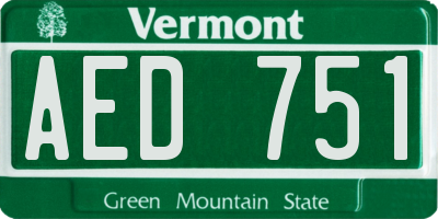 VT license plate AED751