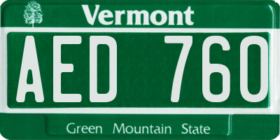 VT license plate AED760