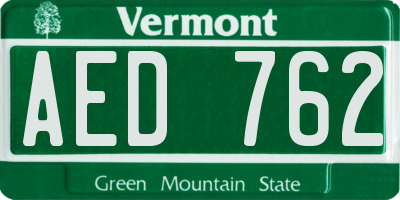 VT license plate AED762