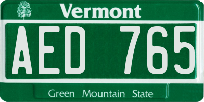 VT license plate AED765