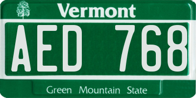 VT license plate AED768