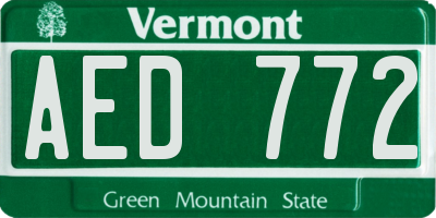 VT license plate AED772