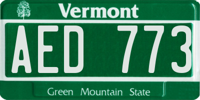 VT license plate AED773