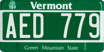 VT license plate AED779