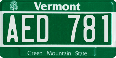 VT license plate AED781