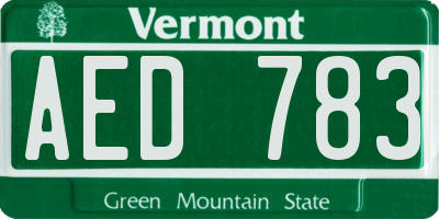 VT license plate AED783