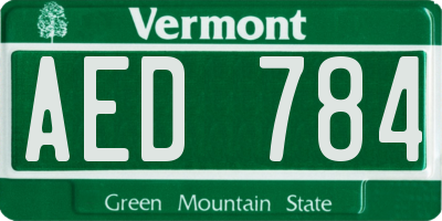 VT license plate AED784
