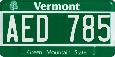 VT license plate AED785