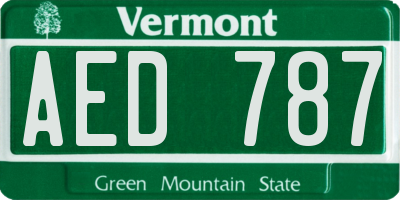 VT license plate AED787