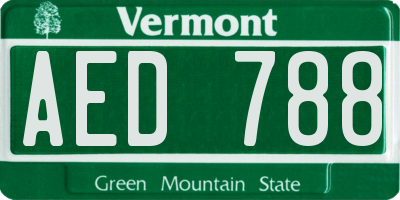 VT license plate AED788