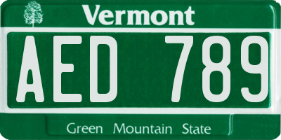 VT license plate AED789