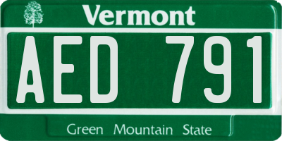 VT license plate AED791