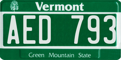 VT license plate AED793