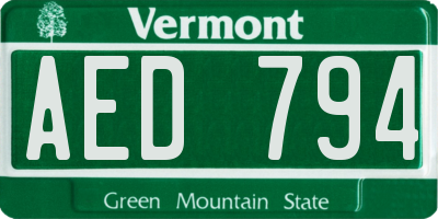 VT license plate AED794