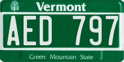 VT license plate AED797