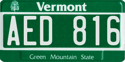 VT license plate AED816
