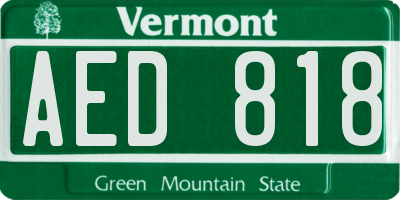 VT license plate AED818