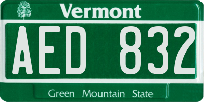 VT license plate AED832