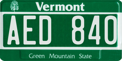 VT license plate AED840