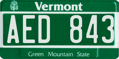 VT license plate AED843