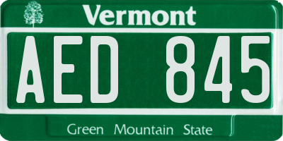 VT license plate AED845