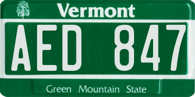 VT license plate AED847