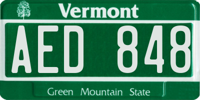 VT license plate AED848