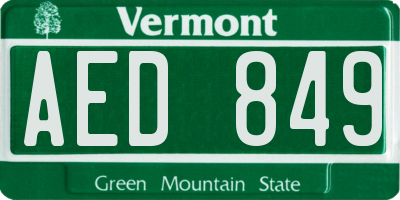 VT license plate AED849