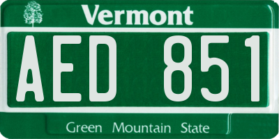 VT license plate AED851
