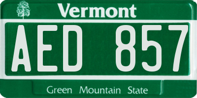 VT license plate AED857