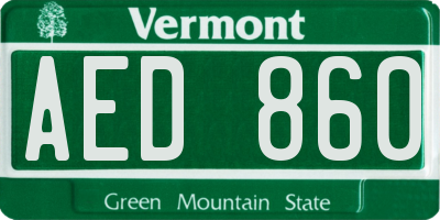 VT license plate AED860