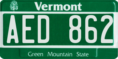 VT license plate AED862